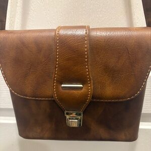 Vintage Hardside Leather Camera or Binocular Bag 9 x 10 x 3 Brown